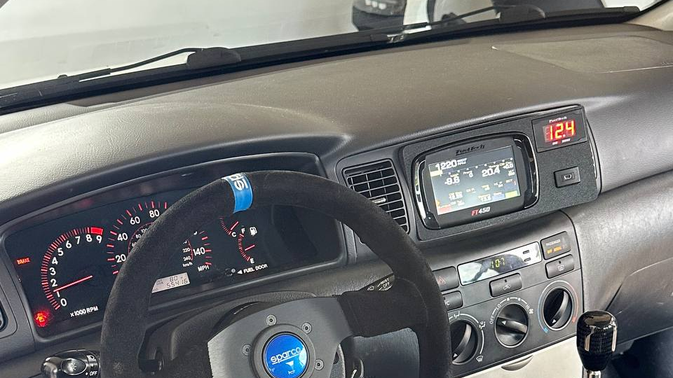 Angled Fueltech 450 & WB-O2 Nano Bezel - 2003 to 2008 Toyota Corolla
