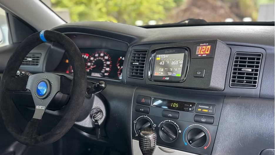 Angled Fueltech 450 & WB-O2 Nano Bezel - 2003 to 2008 Toyota Corolla
